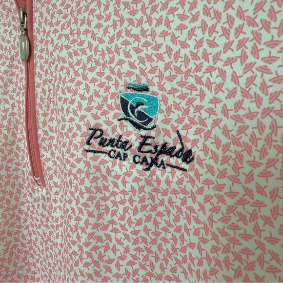 Greg Norman Women's Pink Umbrella Pattern Polo Shirt Size M Quarter-Zip Stretch - Picture 4 of 11